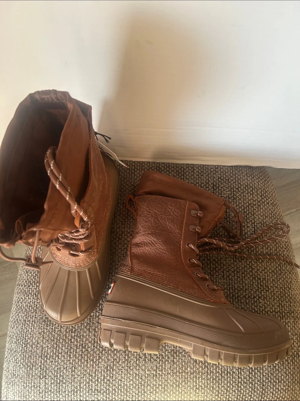 Hunter Skylar Bungee Waterproof Brown Winter Boots Size 7 Gorpcore Outdoor Fall